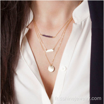 Plaqué or chaîne Chunky en perle collier avec pendentif en minuscule